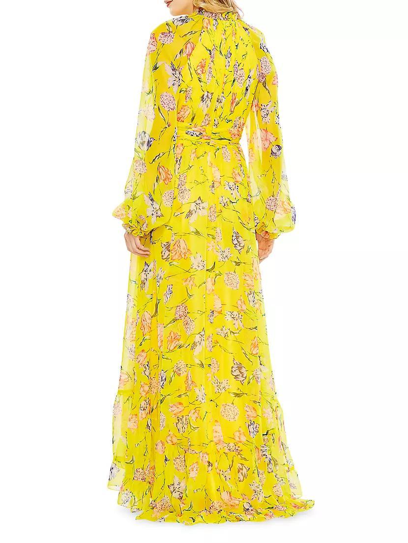 Floral Chiffon Ruffled Gown Product Image