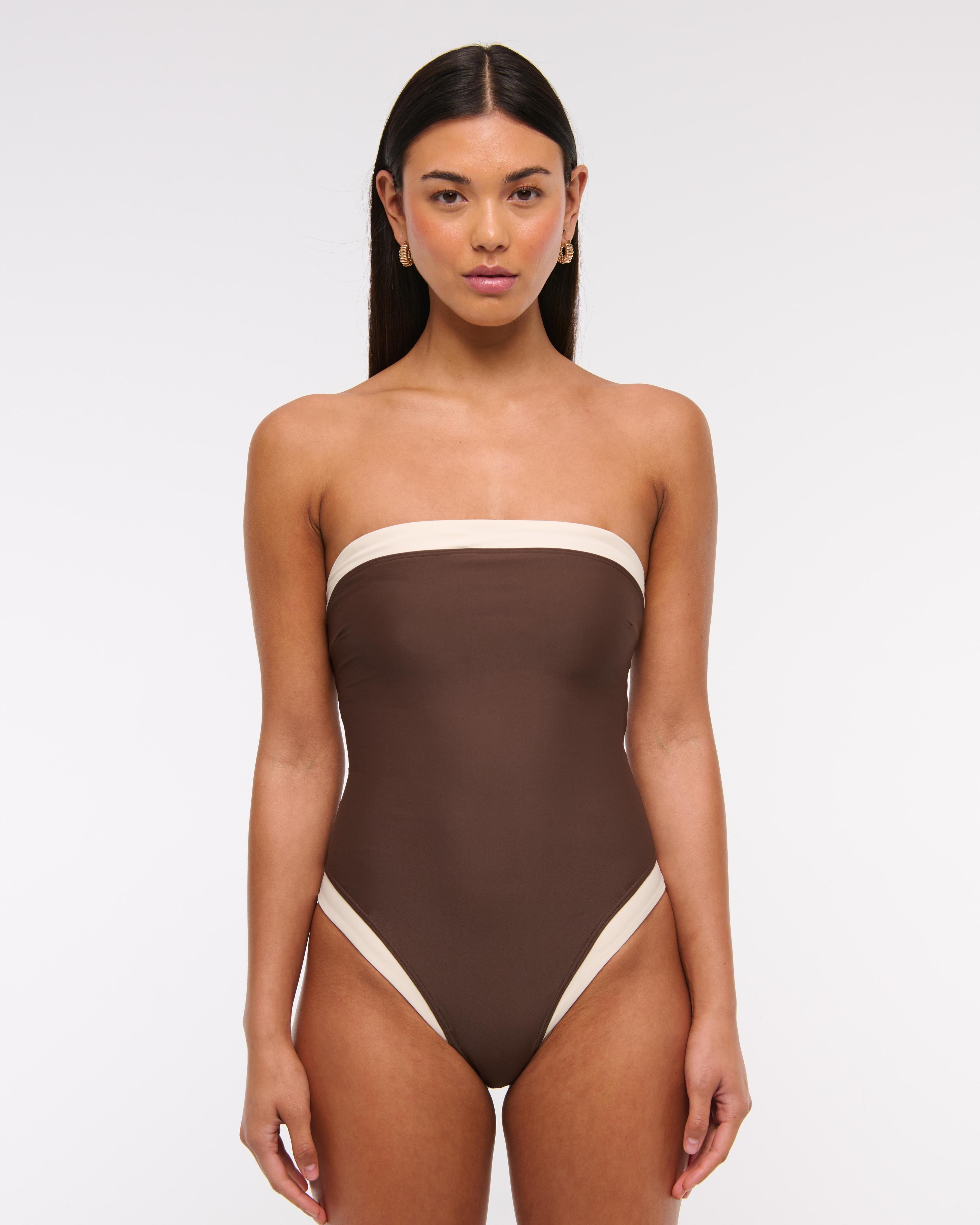 Straight Neck One-Piece Swimsuit Product Image