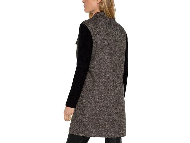 Liverpool Los Angeles Coatigan with Sweater Sleeves Herringbone Knit (Black Tan Herringbone) Women's Vest Product Image