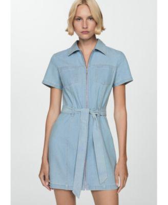 Women's Belted Denim Dress Product Image