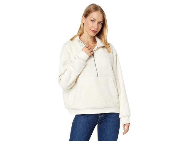 Splendid Lexi Sherpa 1/2 Zip (Marshmallow) Women's Clothing Product Image