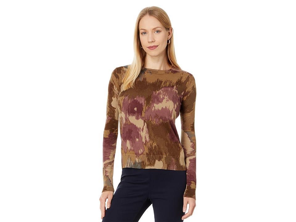 Lauren Ralph Lauren Floral Cotton-Blend Sweater (Tan Multi) Women's Clothing Product Image