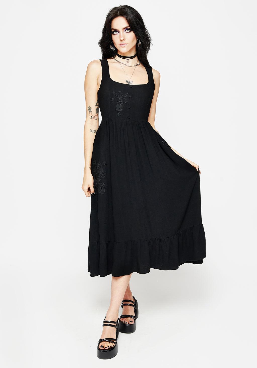 Mandrake Linen-Blend Embroidered Midi Dress Product Image