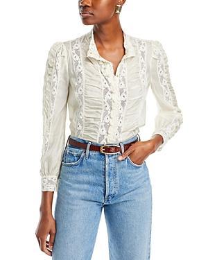 LoveShackFancy Jacque Silk Ruched Blouse Product Image