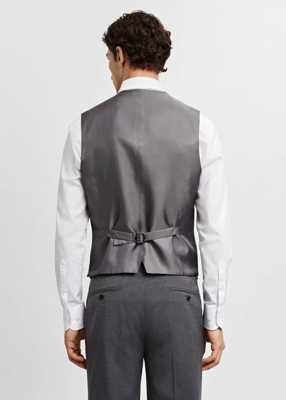 Mango Mens Slim-Fit Suit Vest - Gray Product Image