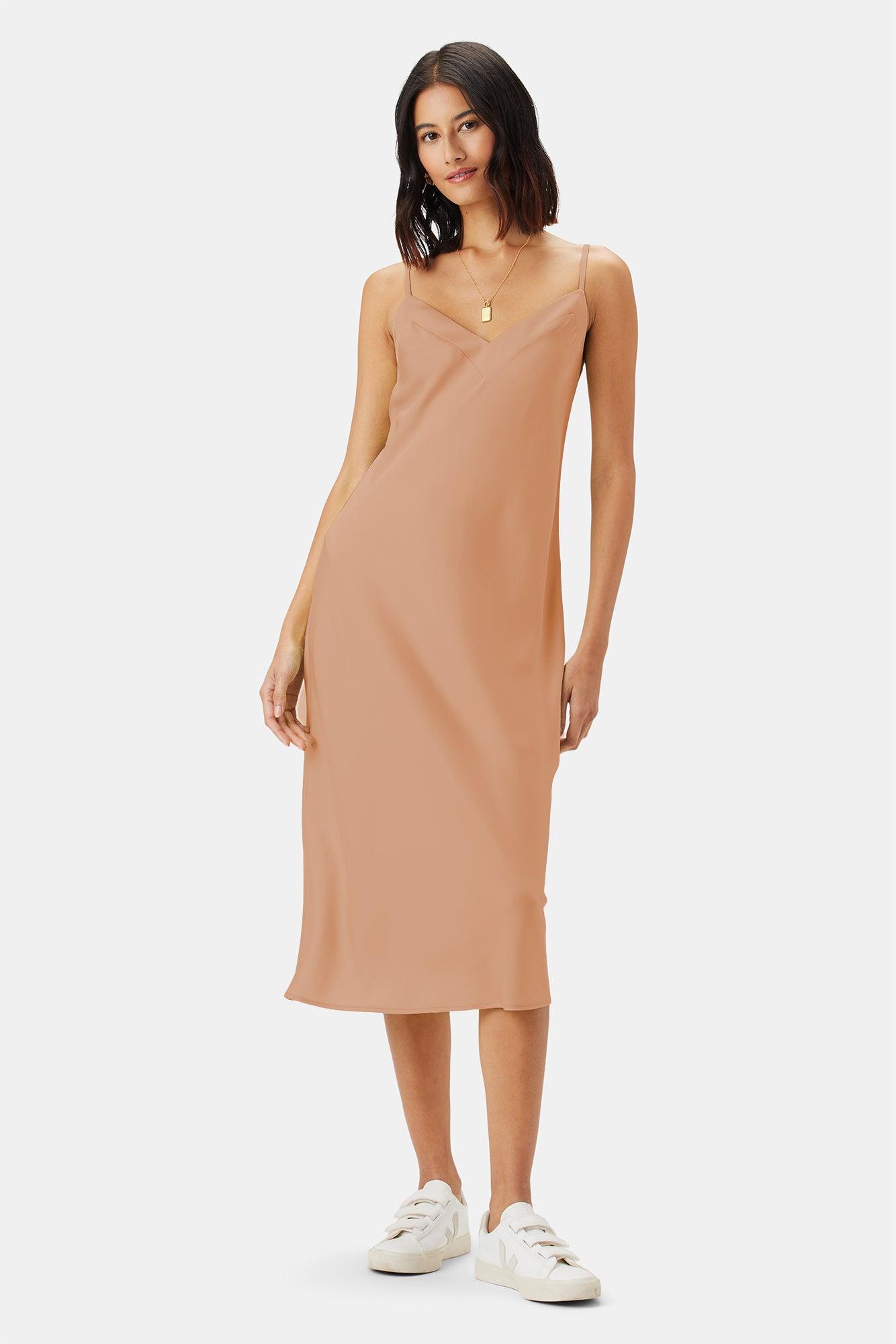 Briana Washable Silk Dress - Biscotti Product Image