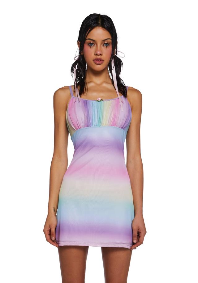 Sugar Thrillz Pastel Ruched Mini Slip Dress - Rainbow Product Image