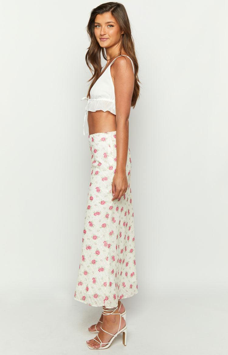 Esme White Floral Print Maxi Skirt Product Image