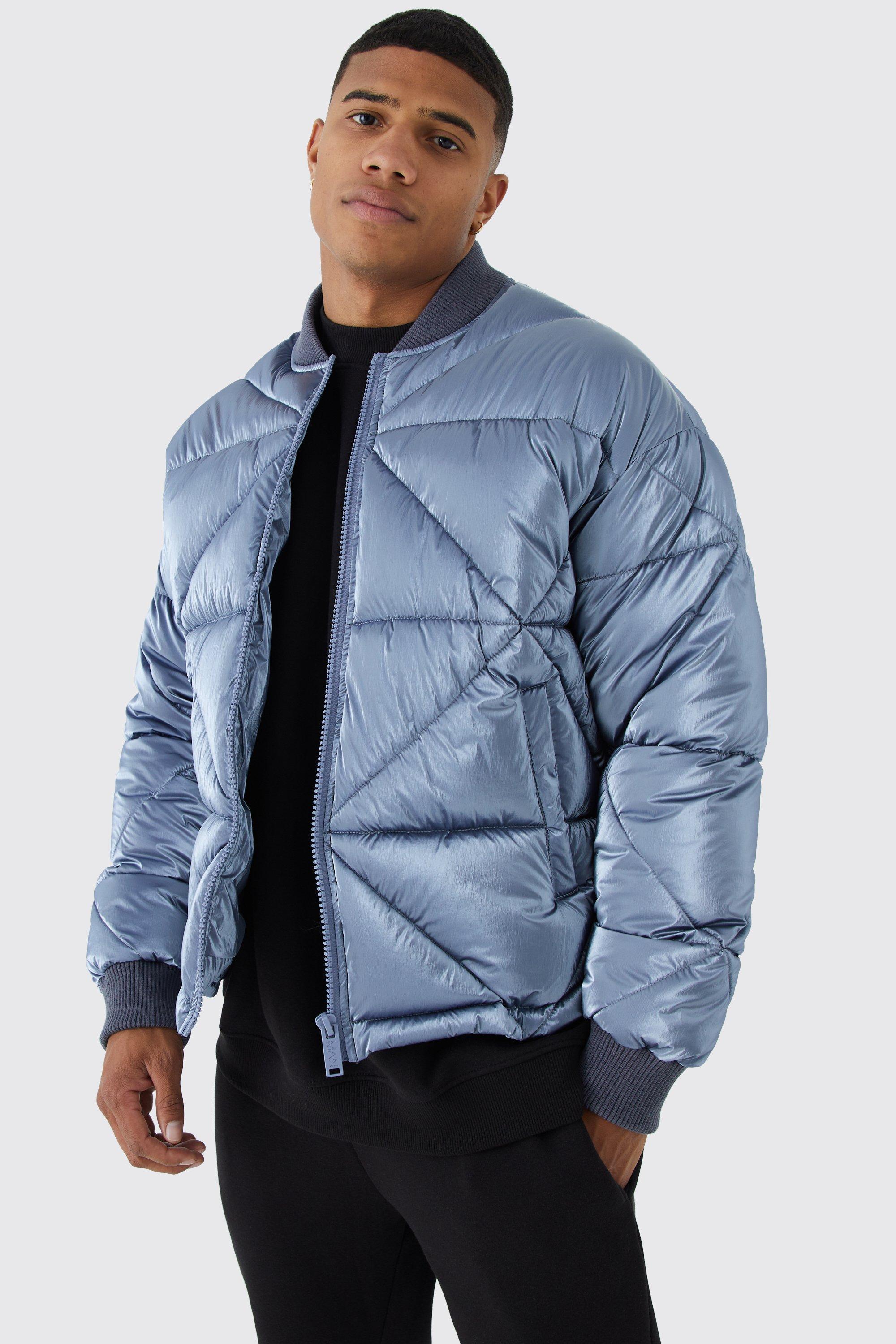 Metallic Quilted Puffer Bomber | boohooMAN USA Product Image