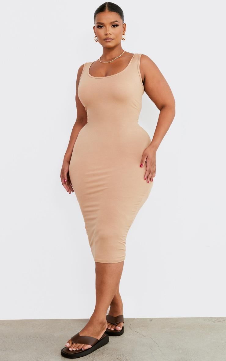 Plus Stone Jersey Scoop Neck Midi Dress Product Image