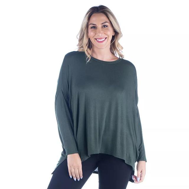 Plus Size 24Seven Comfort Apparel Oversized Long Sleeve Dolman Top, Womens Green Product Image