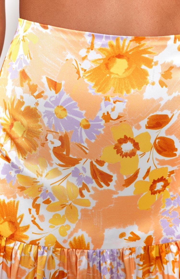 Juniper Orange Floral Maxi Skirt Product Image