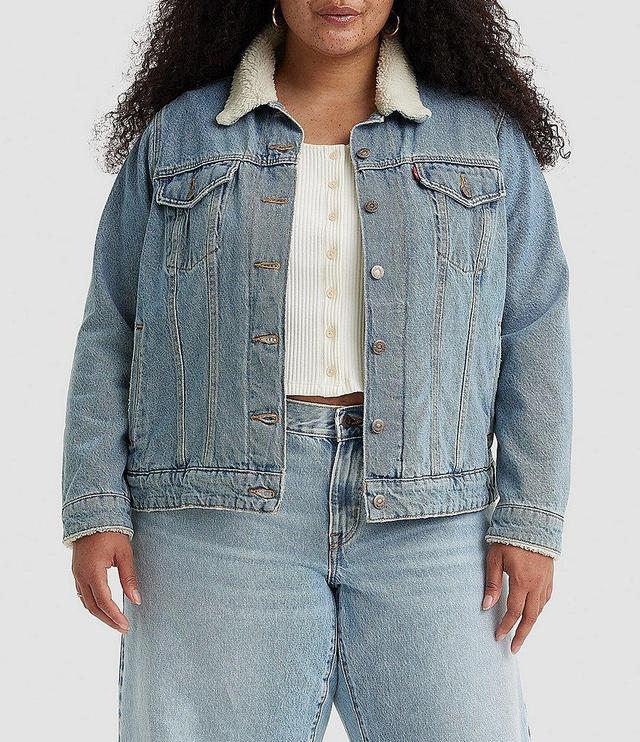 Levi's Plus Size Sherpa Point Collar Long Sleeve Original Trucker Jacket Product Image