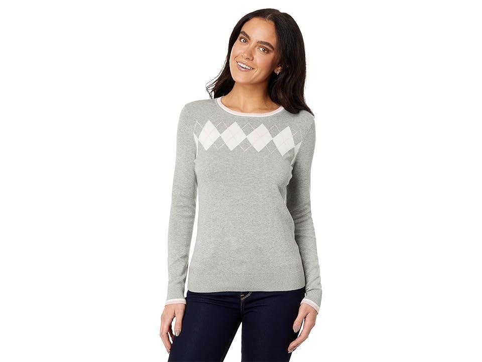 Tommy Hilfiger Placed Argyle Crew Neck Sweater (Medium Heather Grey Multi) Women's Sweater Product Image