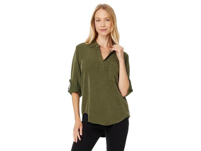 Mod-o-doc Roll Tab Patch Pocket Tunic (True Olive) Women's Blouse Product Image