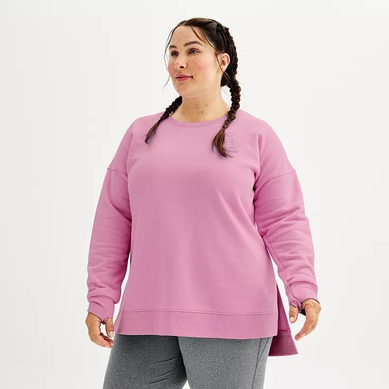 Plus Size Tek Gear Ultrasoft Fleece High Slit Tunic Top, Womens Maiti Pink Product Image