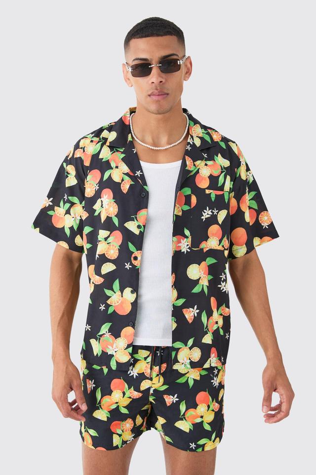 Fruit Shirt & Swim Trunks Set | boohooMAN USA Product Image