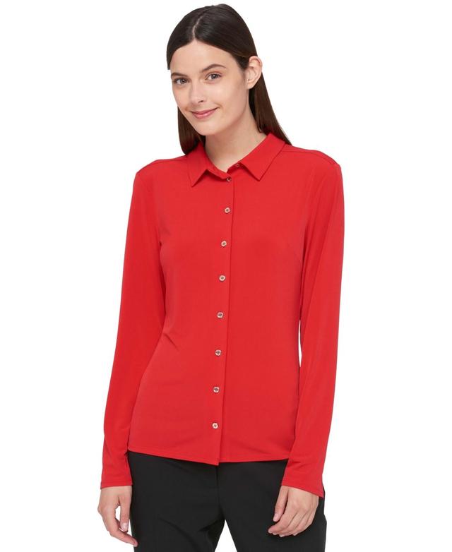 Tommy Hilfiger Womens Point-Collar Blouse Product Image