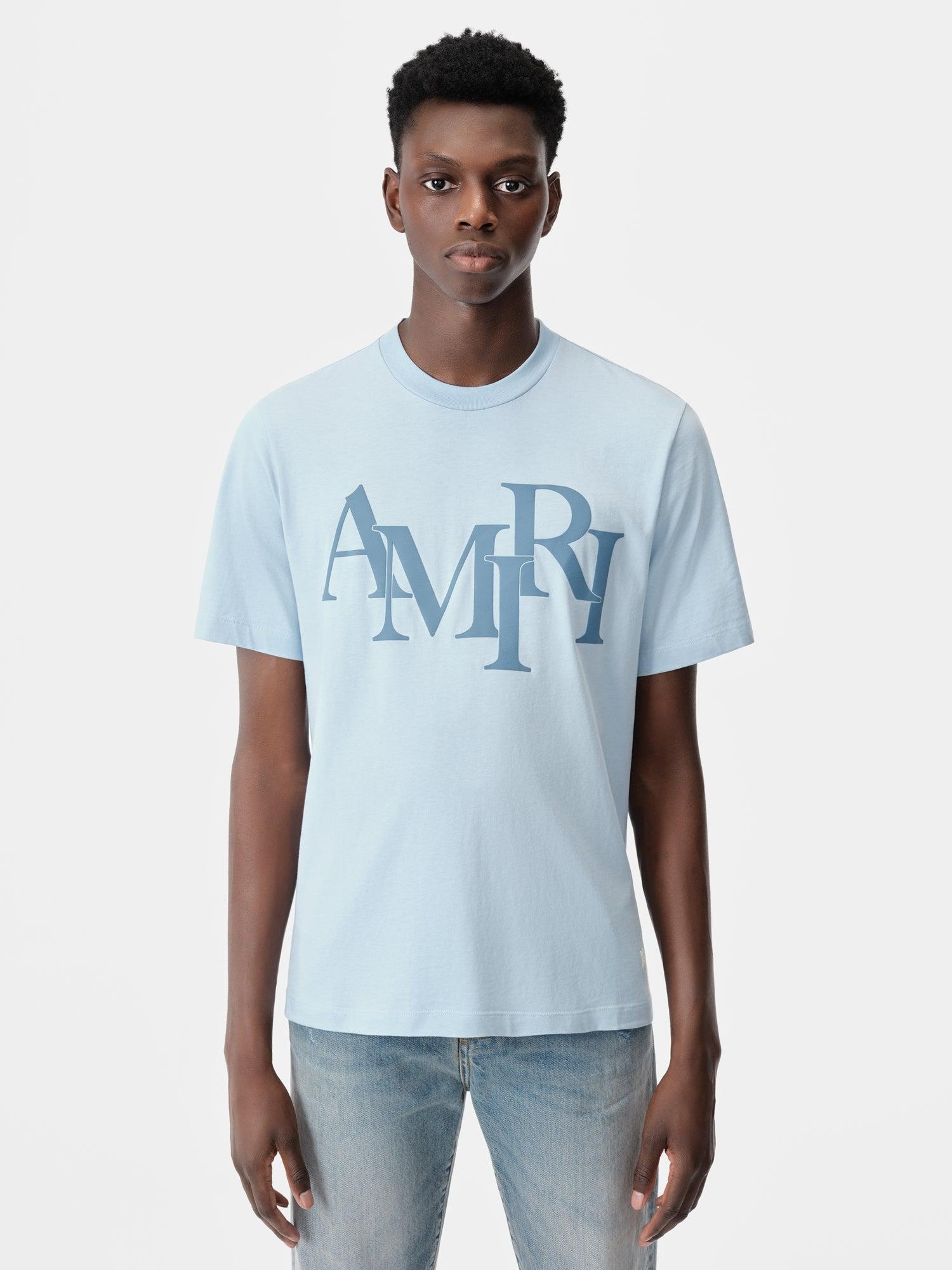 AMIRI STAGGERED TEE - Cerulean Male Product Image