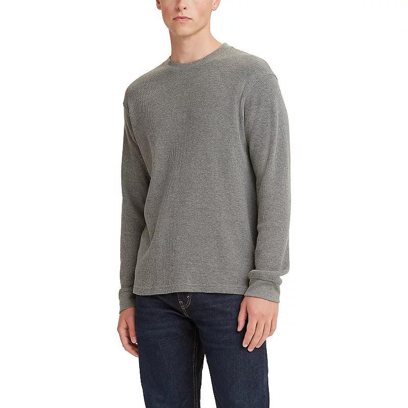 Mens Levis Long Sleeve Standard Fit Thermal T-Shirt Mid Tone Grey Grey Product Image