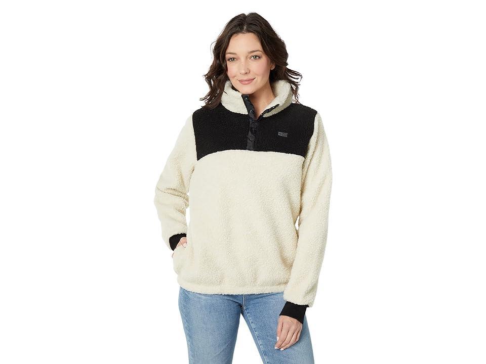 Salty Crew Leader Sherpa Pullover (Black/Bone) Women's Clothing Product Image