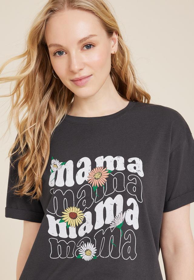 Maurices Womens Small Size Floral Mama Oversized Fit Graphic Tee Product Image