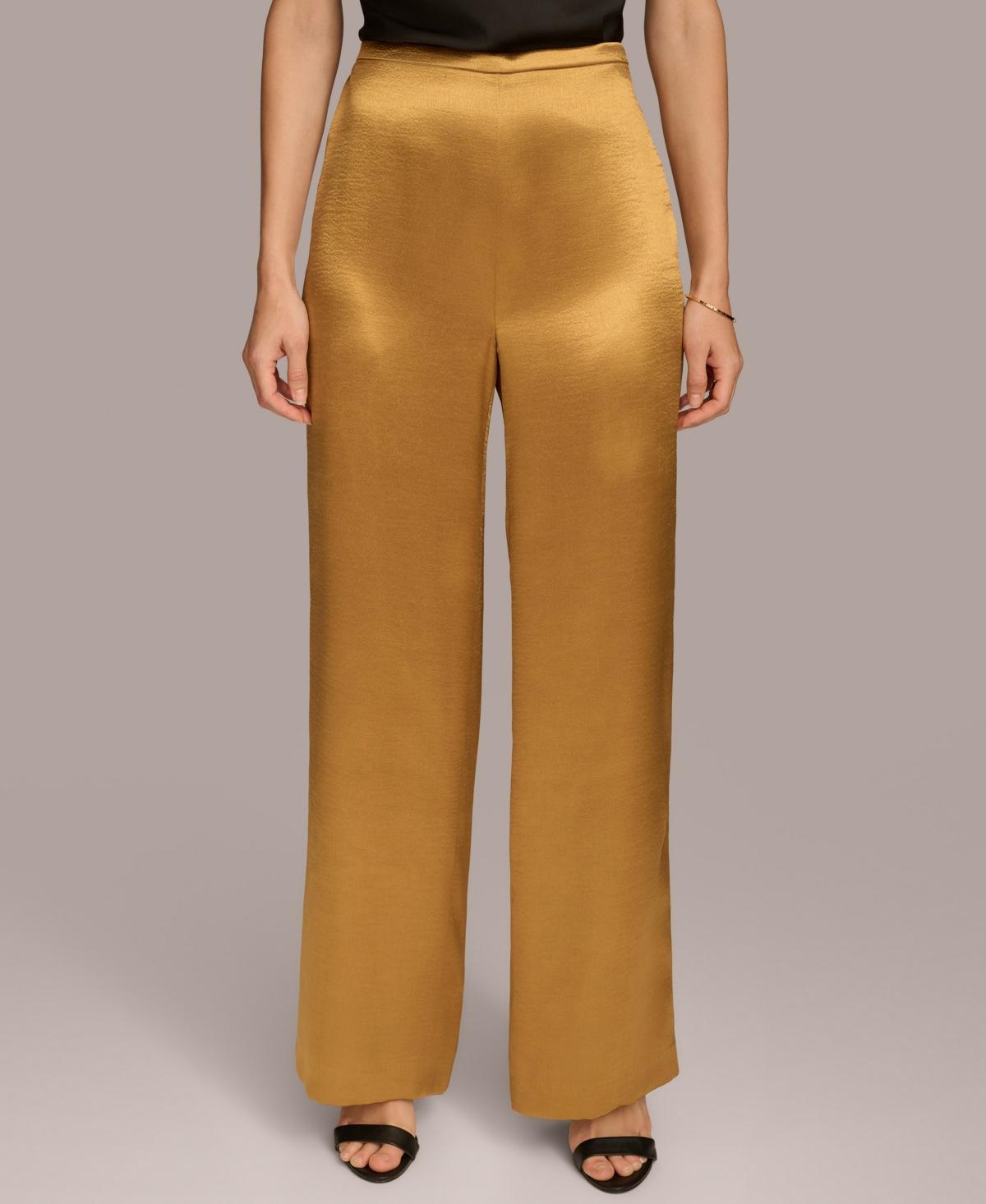 Donna Karan New York Womens Wide-Leg Satin Pants Product Image