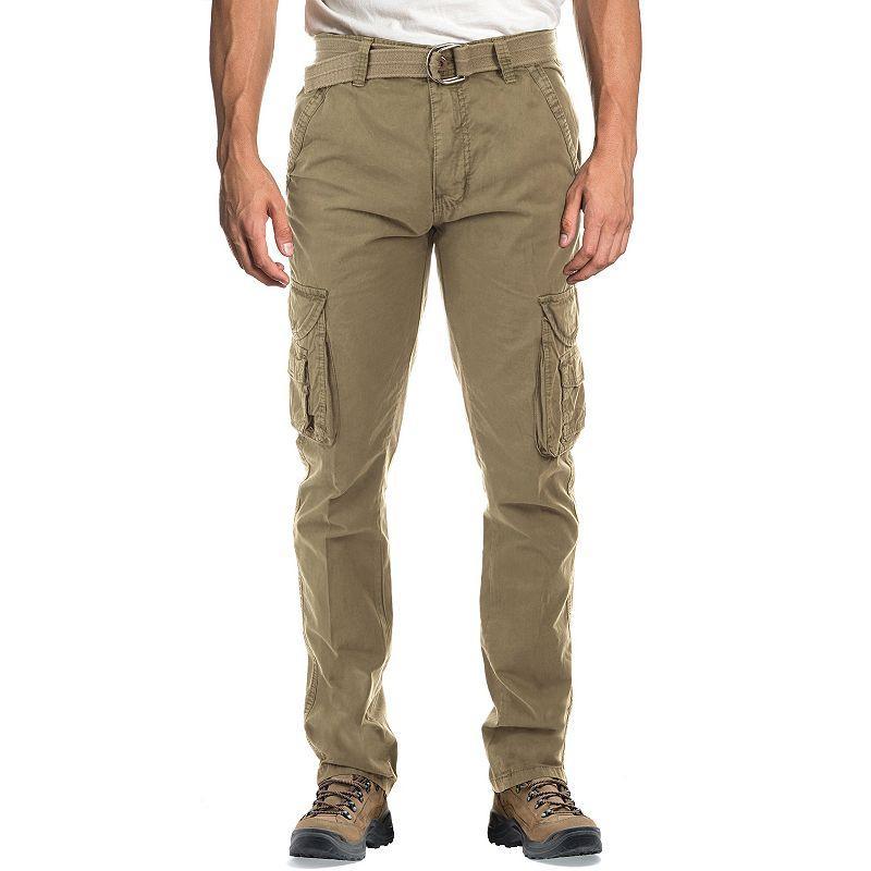 Mens Xray Slim-Fit Belted Cargo Pants New Green Product Image