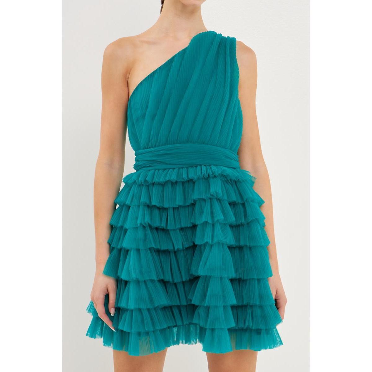 Womens Tiered Tulle Mini Dress Product Image