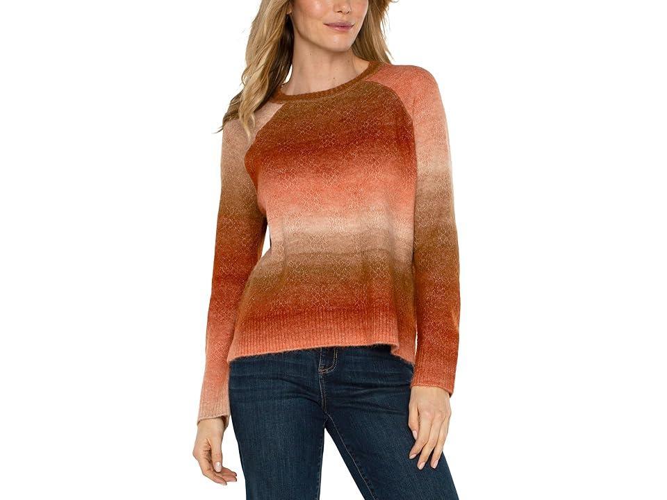 Liverpool Los Angeles Long Sleeve Raglan Sweater With Side Slit Ombre Sweater Yarn Ombre) Women's Sweater product image