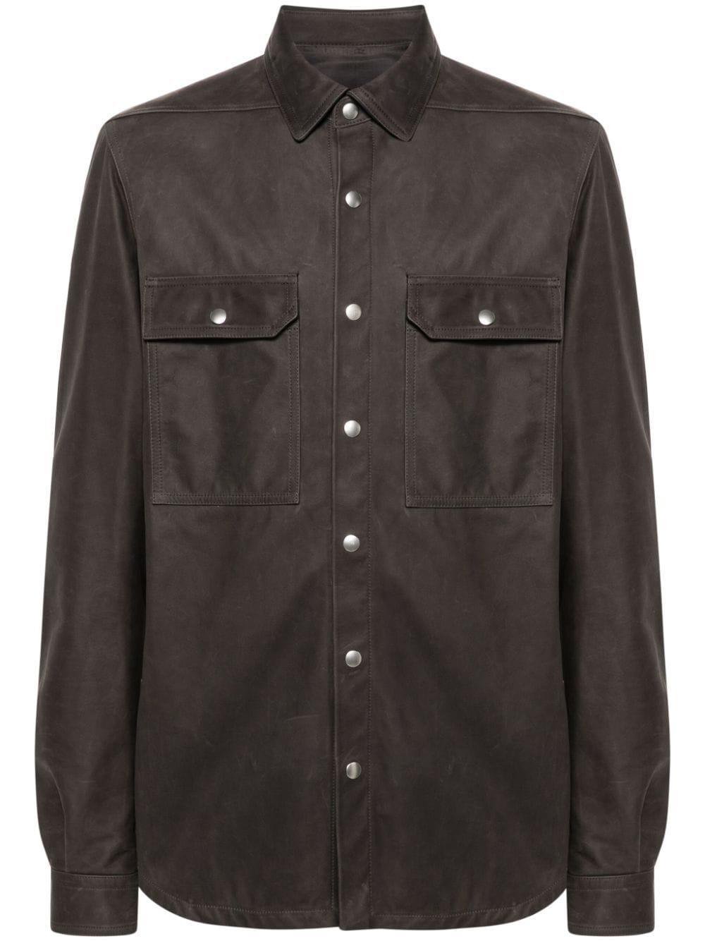 Outershirt Leather Shirt Jacket In Grey Product Image