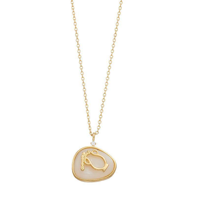 City Luxe Mother-of-Pearl & Cubic Zirconia Zodiac Pendant Necklace, Womens, Gold Product Image