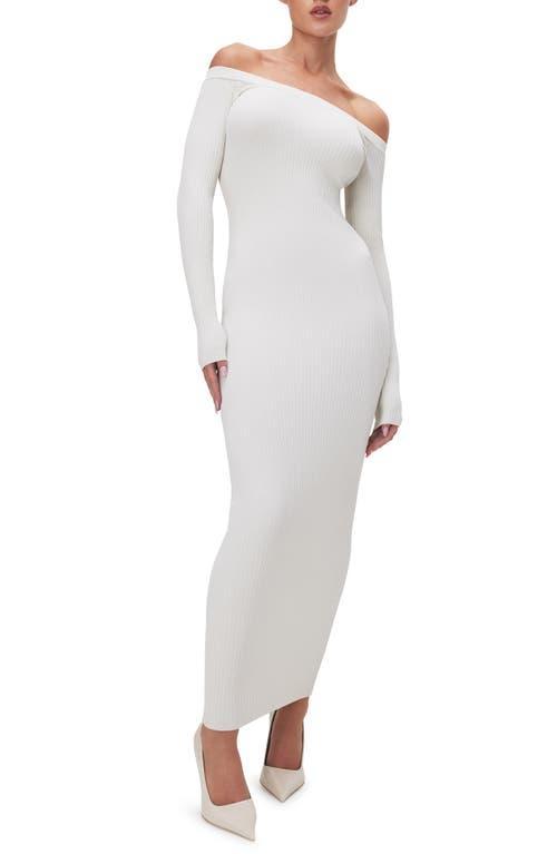 Womens Stretch Rib Maxi Dress | Cloud White, Size Medium | Good American by Khlo Kardashian Product Image