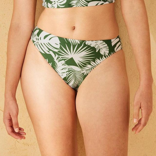 Womens Reversible Mid-Rise High Leg Medium Coverage Hipster Bikini Bottom - Shade & Shore Palm Print Product Image