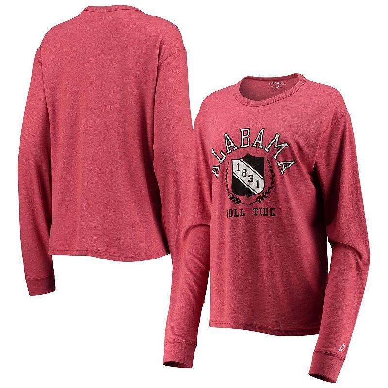 Womens League Collegiate Wear Heathered Crimson Alabama Crimson Tide Seal Victory Falls Oversized Tri-Blend Long Sleeve T-Shirt Product Image