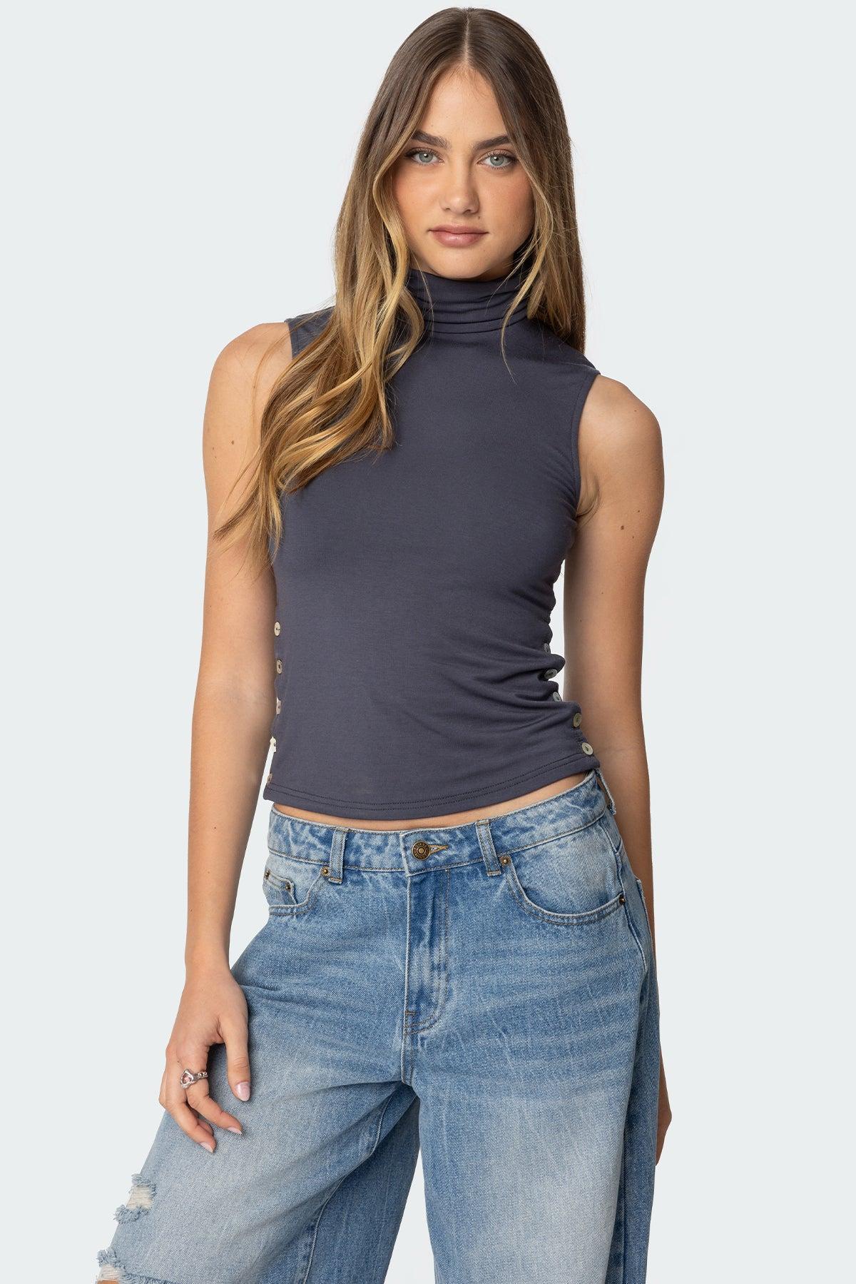 Coral Turtle Neck Top Product Image