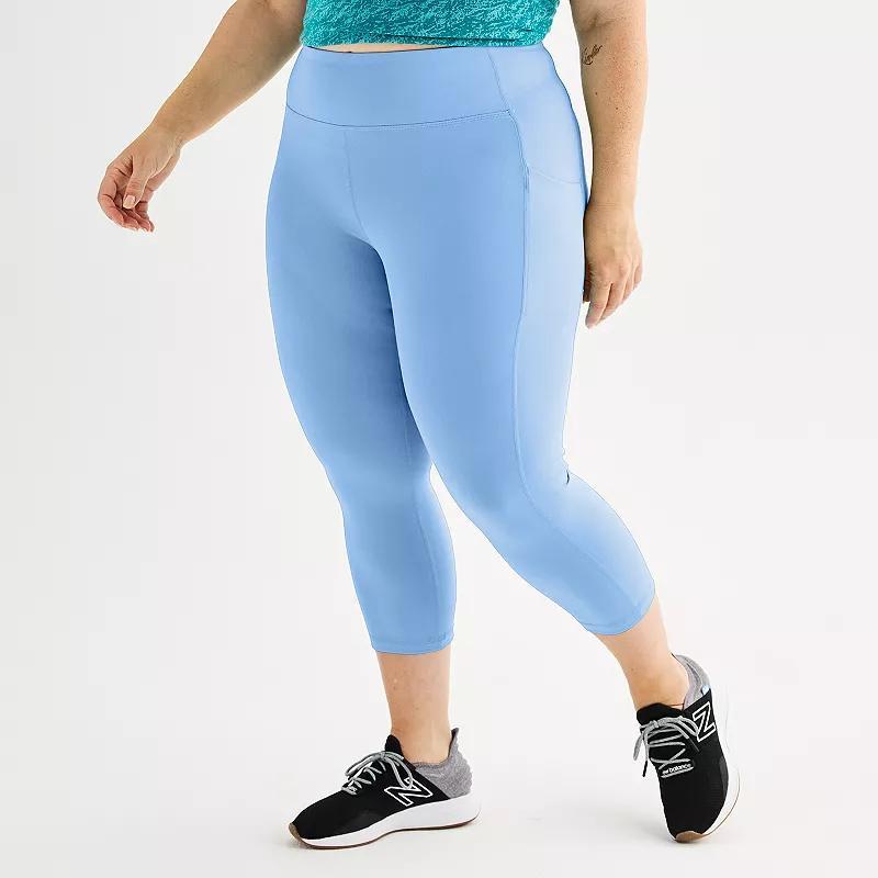 Plus Size Tek Gear Ultrastretch Pocket High-Waisted Capri Leggings, Womens Product Image