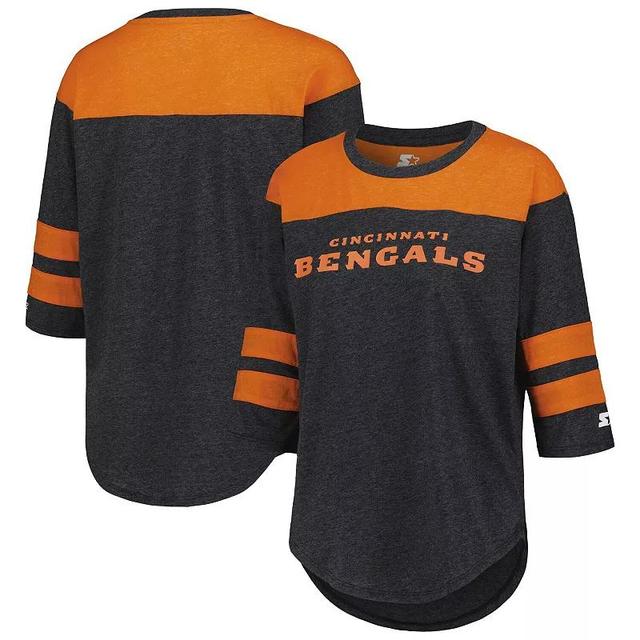 Womens Starter Cincinnati Bengals Fullback Tri-Blend Three-Quarter Sleeve T-Shirt Product Image