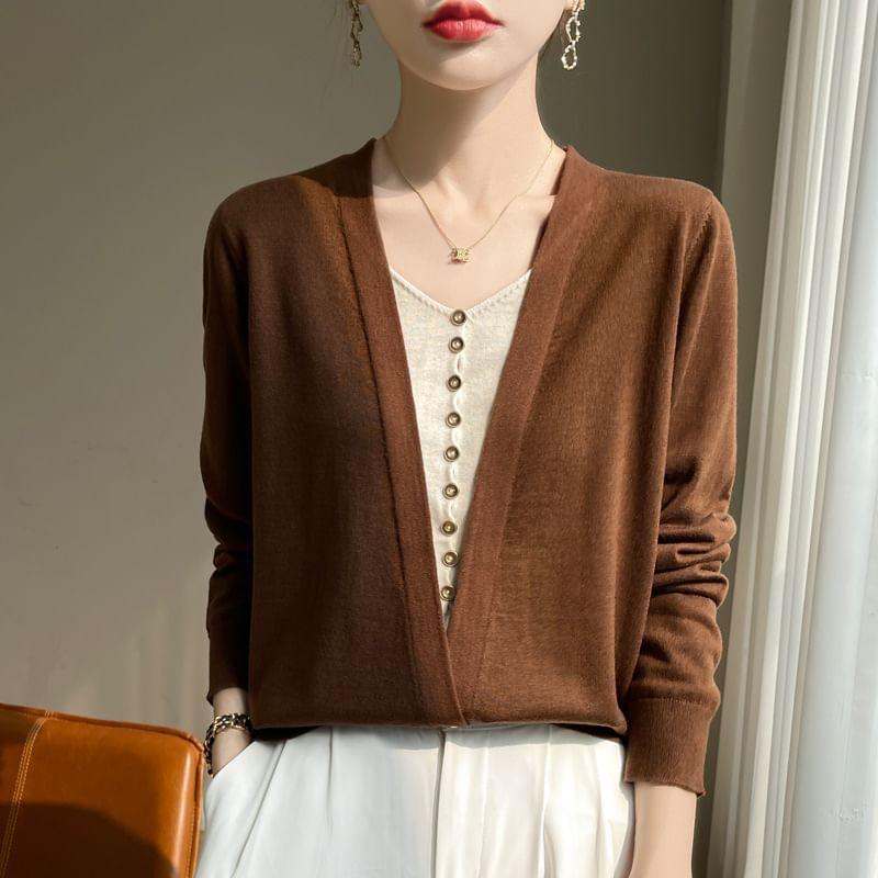 Plain Open Front Cardigan Product Image