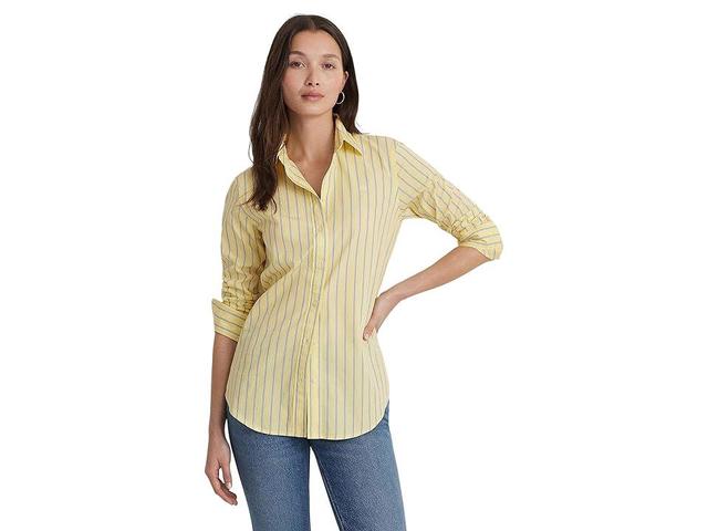 LAUREN Ralph Lauren Classic Fit Striped Broadcloth Shirt (Primrose Multi) Women's Clothing Product Image