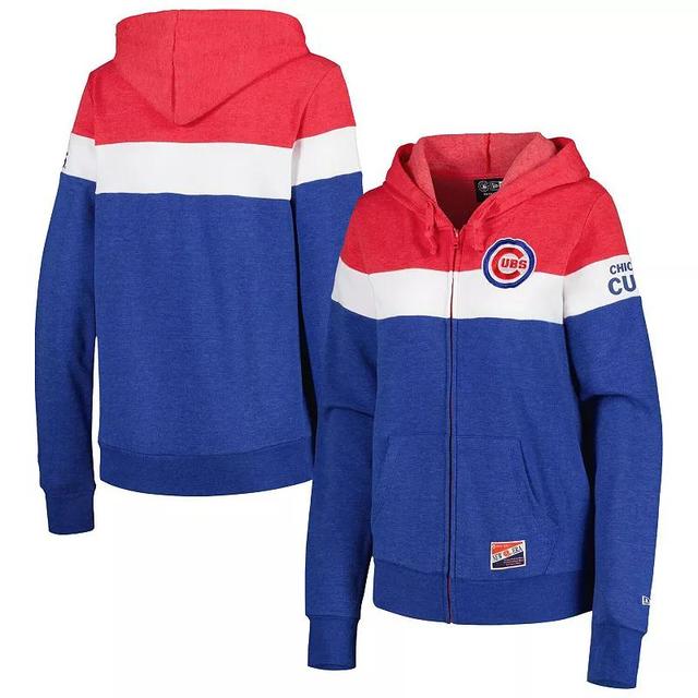 Womens New Era Heather Royal Chicago Cubs Colorblock Full-Zip Hoodie Jacket Product Image