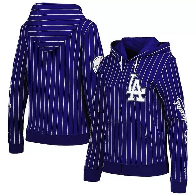 Womens New Era Royal Los Angeles Dodgers Pinstripe Tri-Blend Full-Zip Jacket Product Image