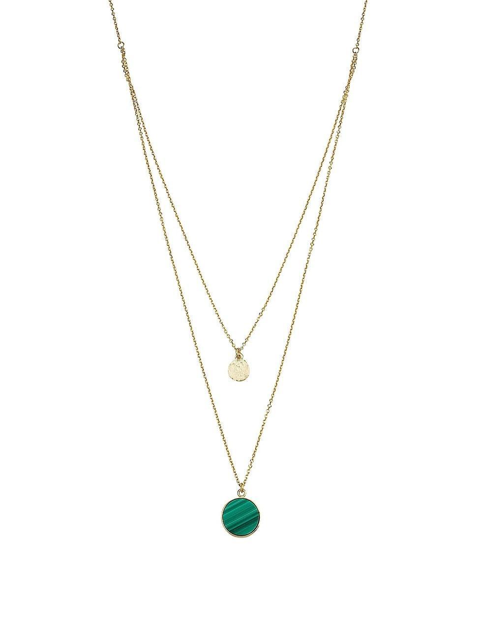 Womens 14K Yellow Gold, Malachite Genoa Layered Necklace Product Image