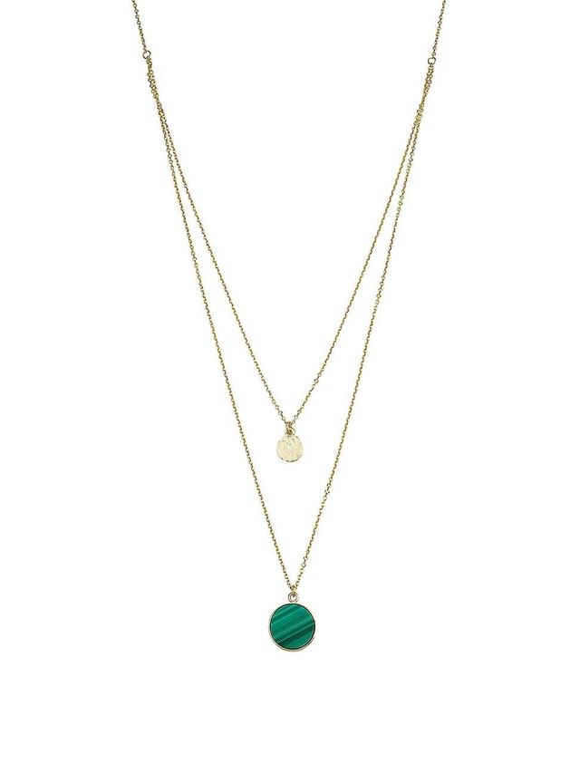 Womens 14K Yellow Gold, Malachite Genoa Layered Necklace Product Image