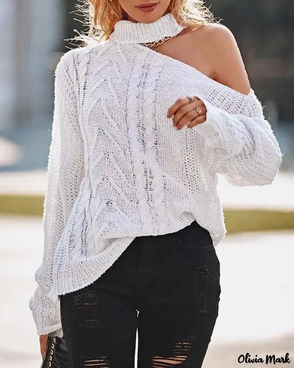 Olivia Mark – Braided Knit Off Shoulder Long Sleeve Sweater product image