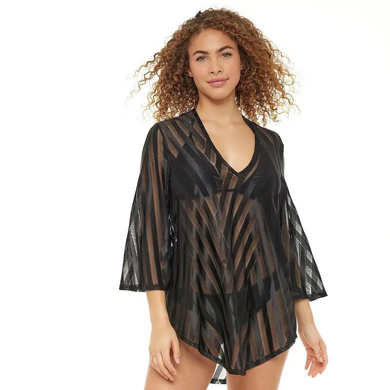 Womens Jordan Taylor Mesh Bell-Sleeve Swim Cover-Up Tunic Product Image