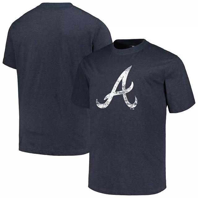 Mens Profile Heather Atlanta Braves Big & Tall Weathered Logo T-Shirt Blue Product Image