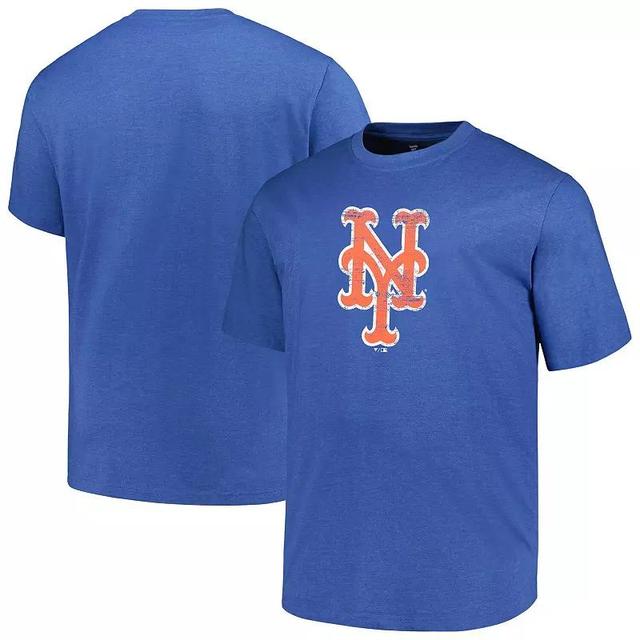 Mens Profile Heather Royal New York Mets Big & Tall Weathered Logo T-Shirt Product Image