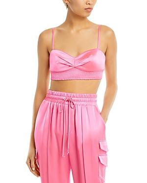 Nikola Satin Bralette Top In Electric Pink Product Image