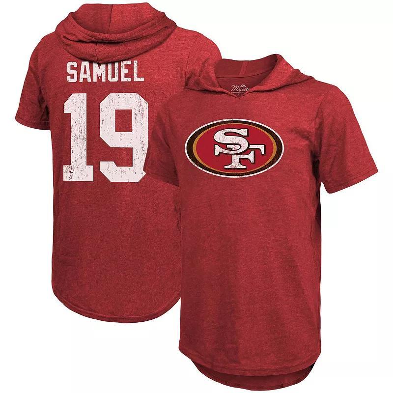 Mens Deebo Samuel Scarlet San Francisco 49Ers Player Name Number Tri-Blend Hoodie T-shirt Product Image